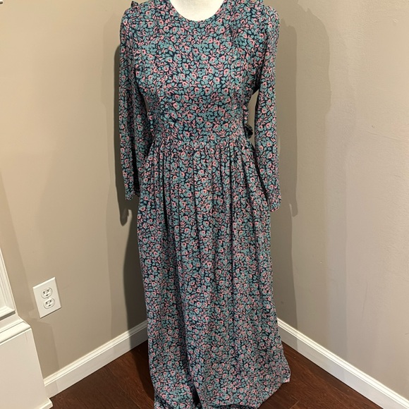 Banjanan Maya Cotton Ruffled Foliage Floral Dress, Blue Size M New w/Tag, $425 main image 1